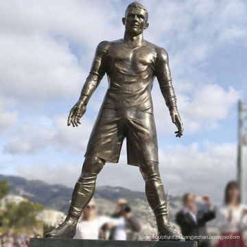 escultura de decoração Ronaldo vida tamanho futebol figura jardim bronze estátuas